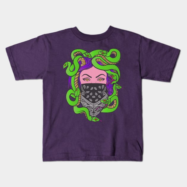 Madame Medusa Pulp Comics Kids T-Shirt by machmigo